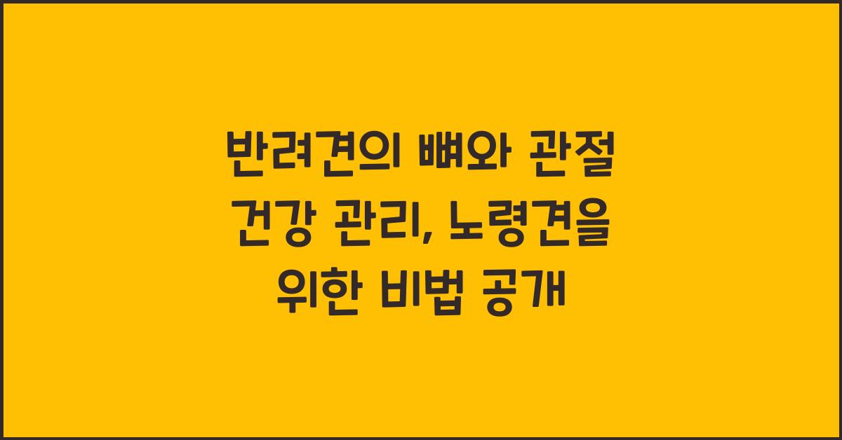 반려견의 뼈와 관절 건강 관리: 노령견을 위한 팁