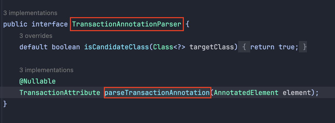 parseTransactionAnnotation 인터페이스