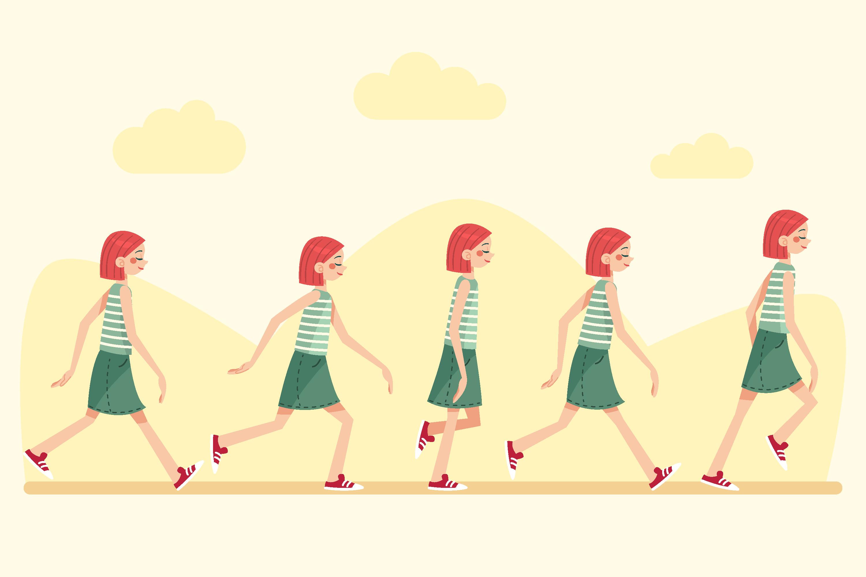 걷기 자세를 보여주는 일러스트