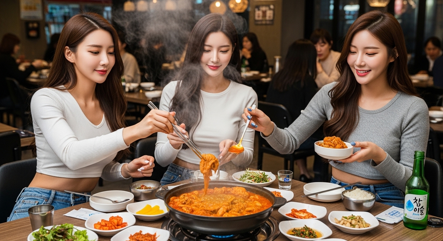 닭도리탕을 먹는 여자들