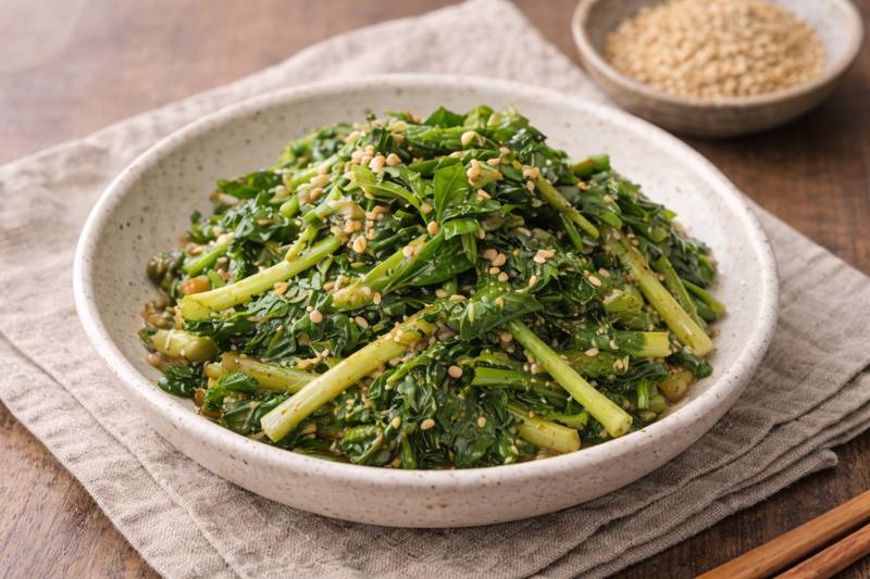 방풍나물 된장무침 완성된 모습 한 접시