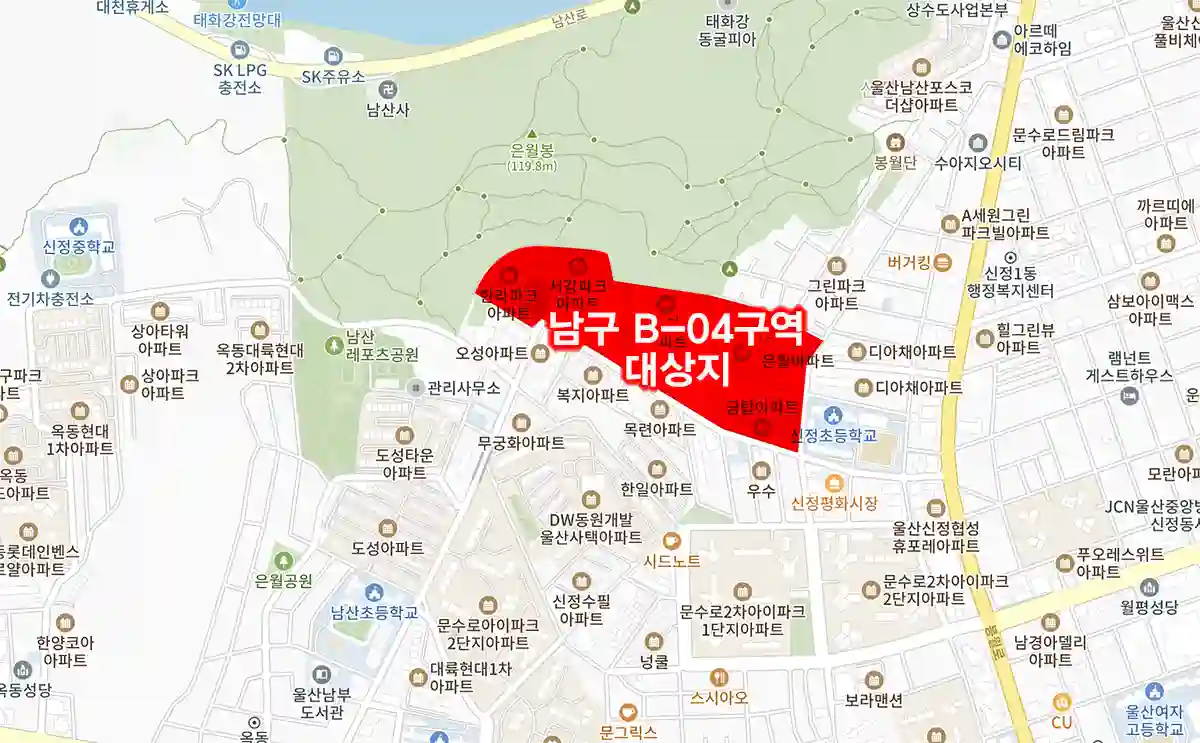 울산시-남구-B04구역-재개발-대상지-위치-지도