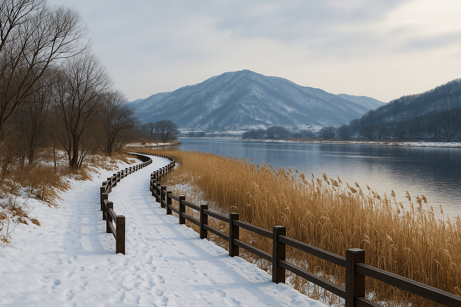 12월 상주 경천섬에서 즐기는 겨울 수변 산책과 고요한 강변 풍경의 매력