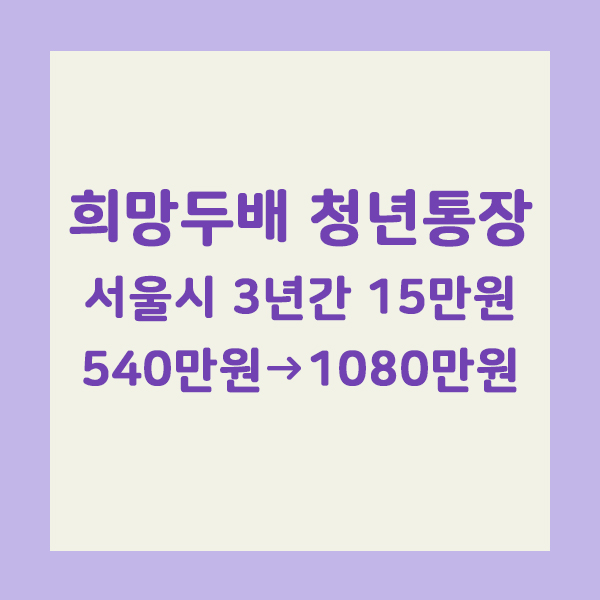 희망두배청년통장 서울시가 540만원 지원 신청자격, 신청조건, 지원금액, 제출서류, 주의사항