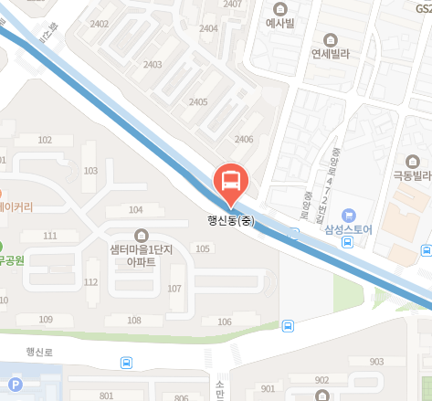 행신동에서 인천공항 리무진 공항버스(7400번) 지도 위치
