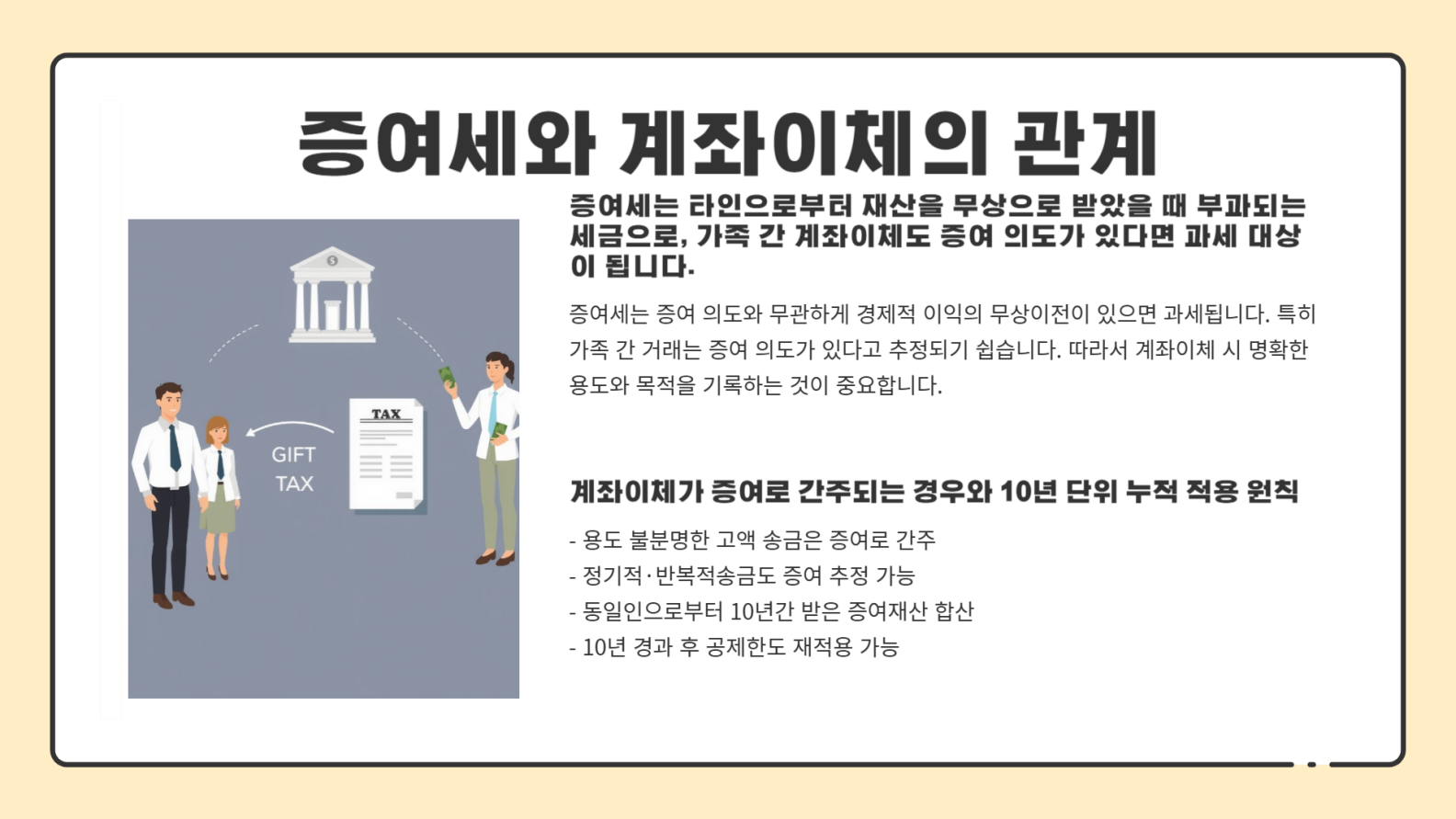 증여세와 계좌이체의 관계