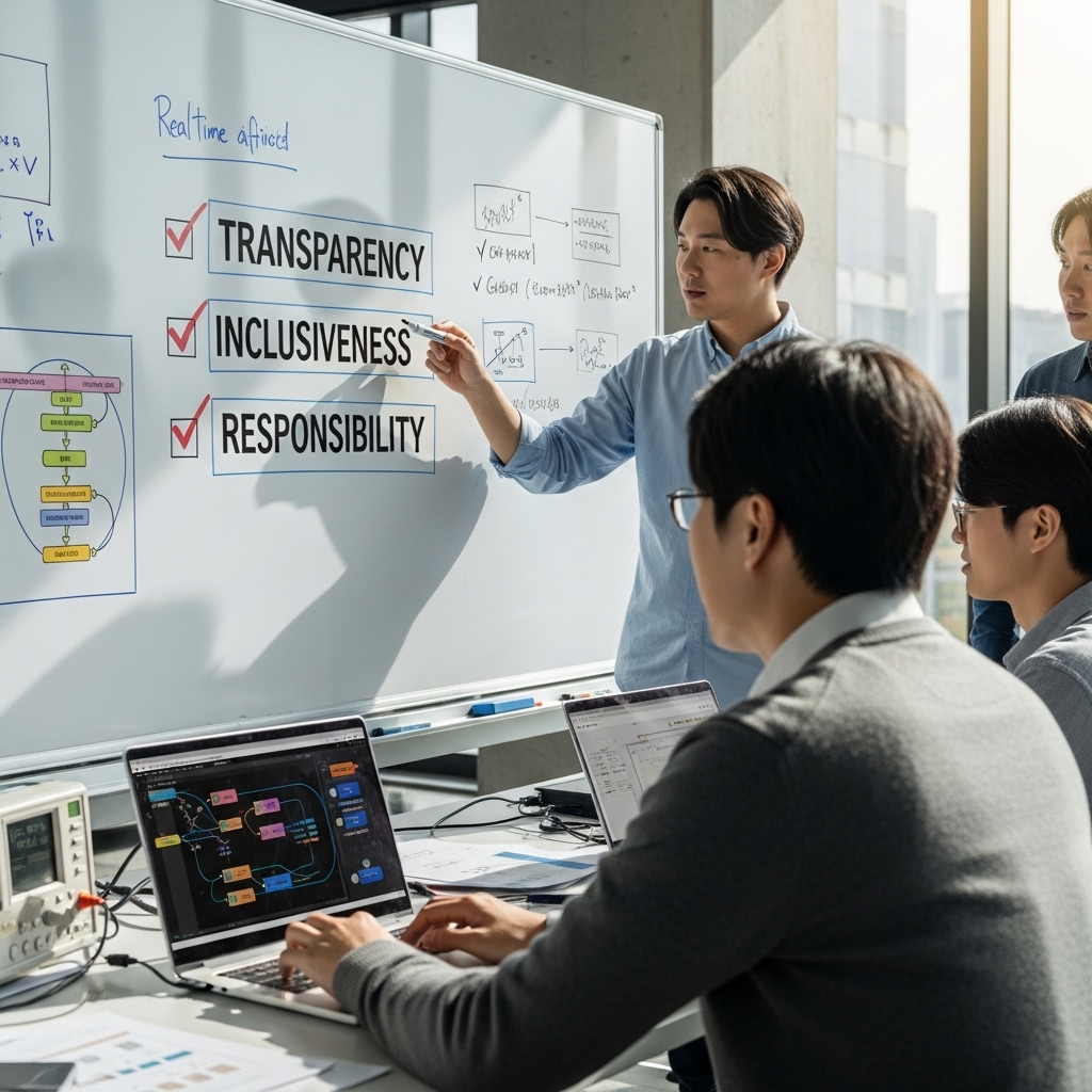 a whiteboard discussing ethical AI principles