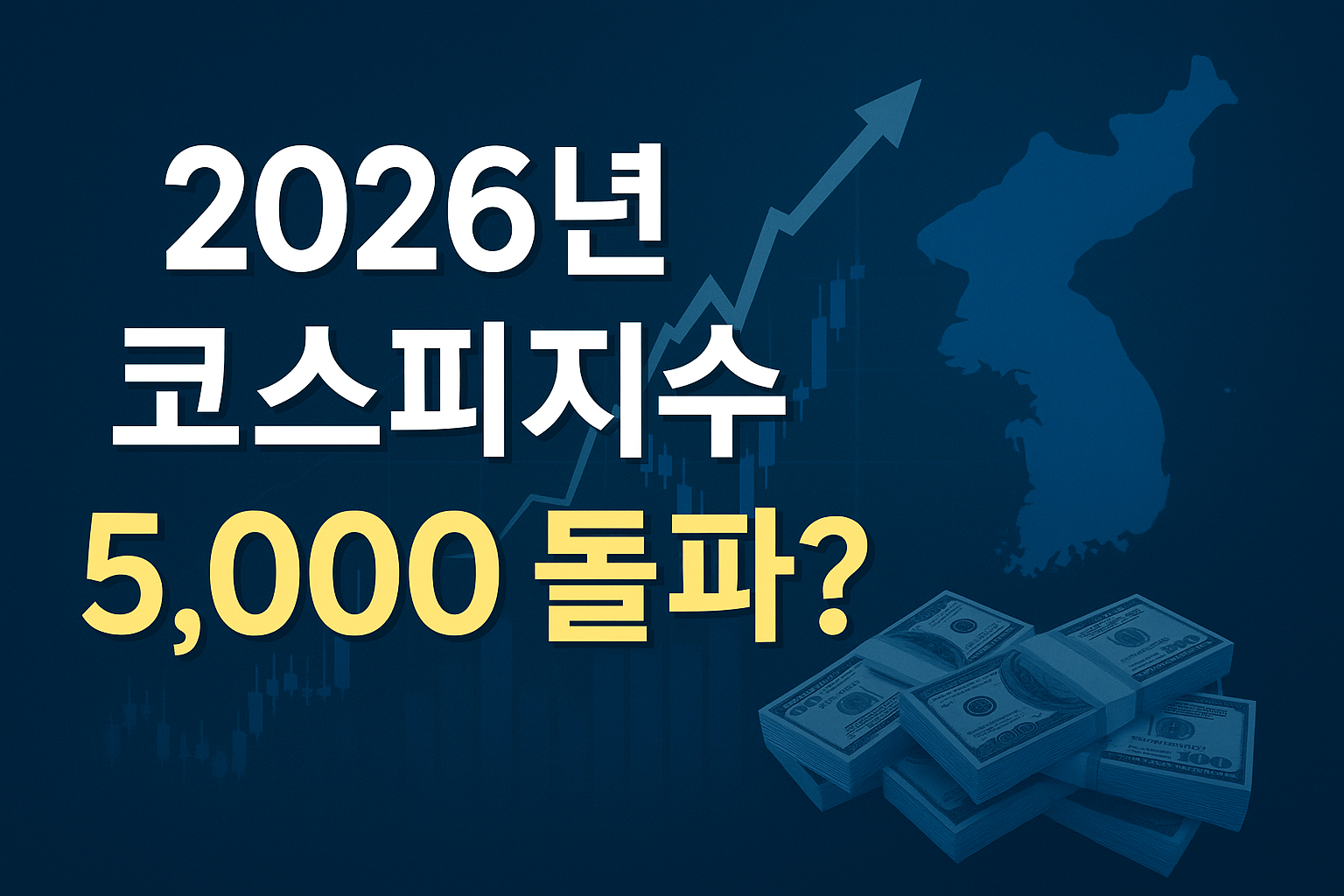 2026년 코스피지수 5,000 돌파 전망을 주제로 한 썸네일 이미지