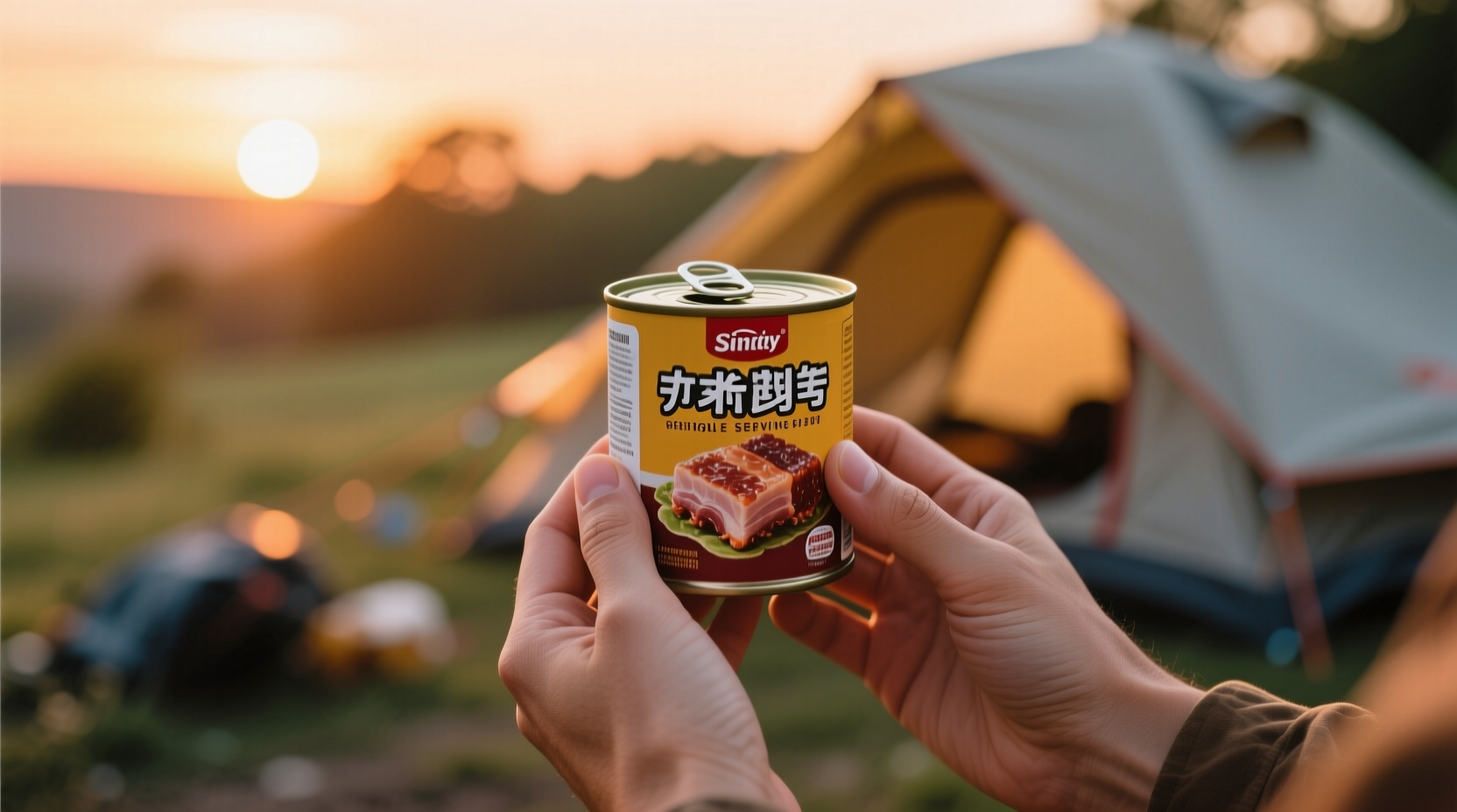 캔돈 1인분 삼겹살을 들고 있는 모습