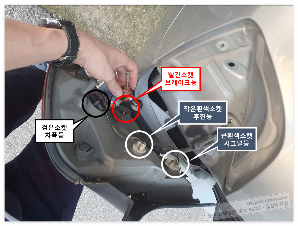 SM5뉴임프 - 테일램프에서 전구 소켓 위치