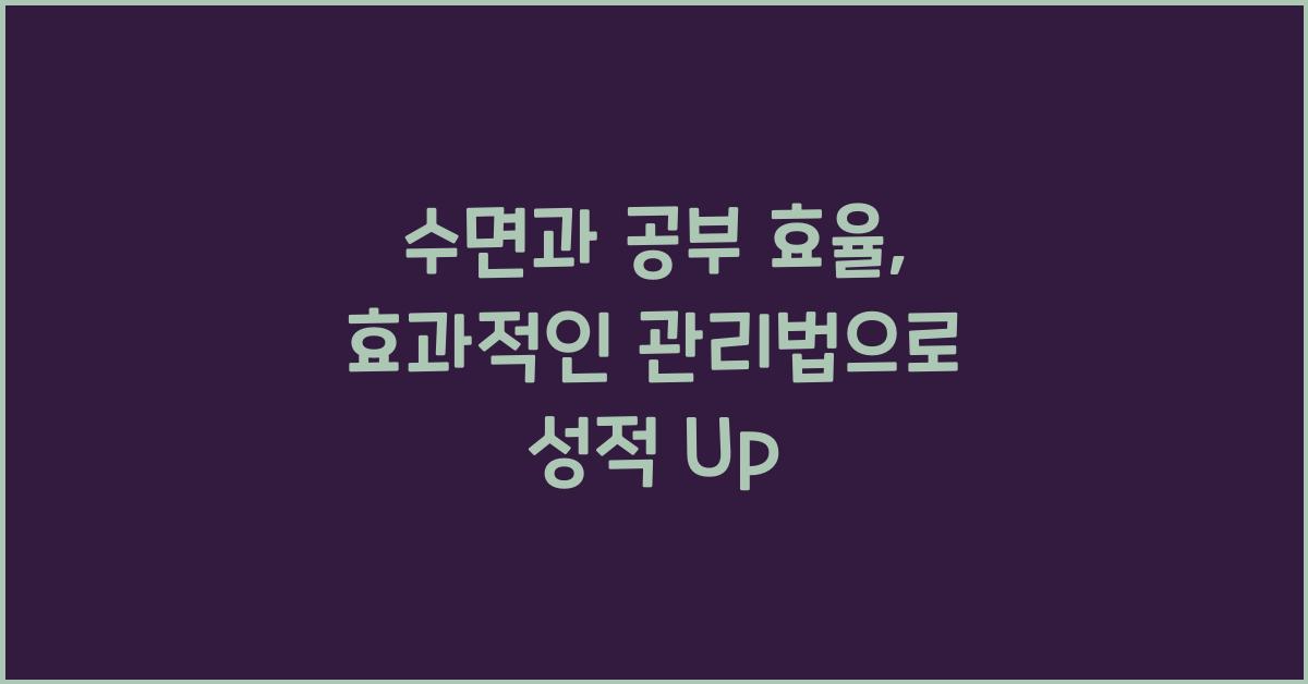 수면과 공부 효율