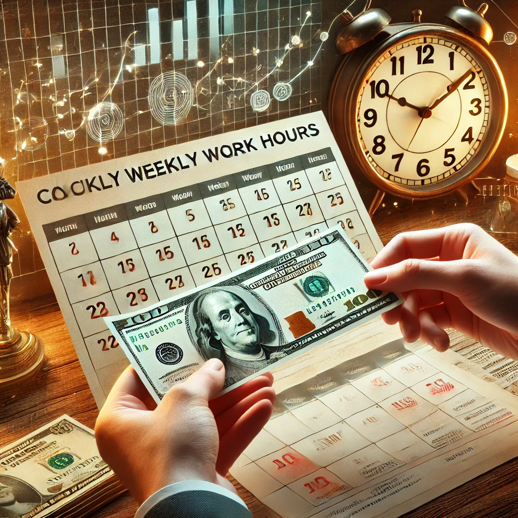 직원이 주급을 계산하는 장면