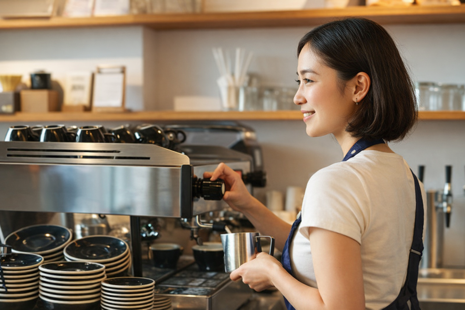바리스타 업무를 배우는 모습