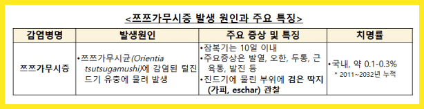 쯔쯔가무시증 발생 원인과 주요 특징