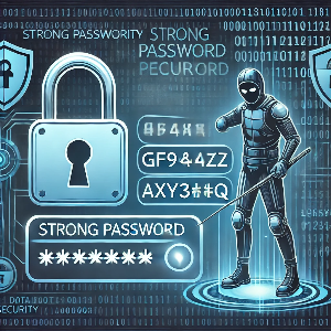 디지털 잠금장치, 안전한 로그인 화면, 해킹 방지 요소 등을 포함하여 보안의 중요성을 표현