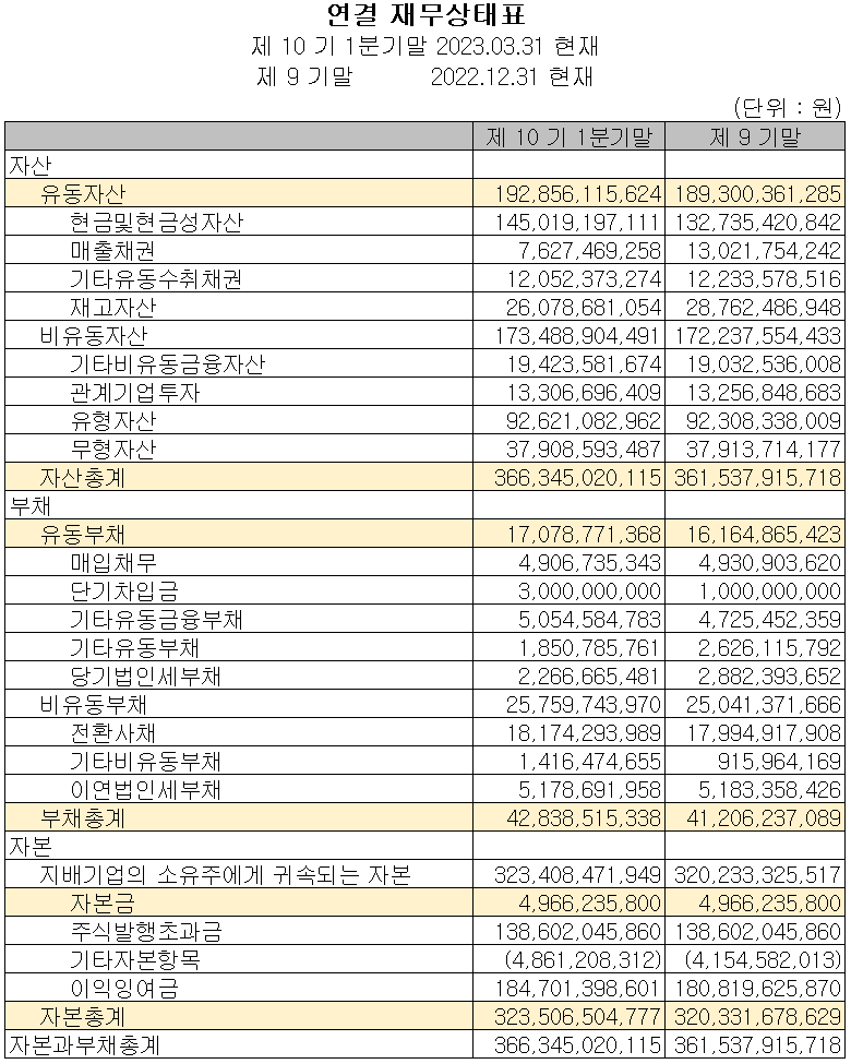 덕산네오룩스 - 재무상태표
