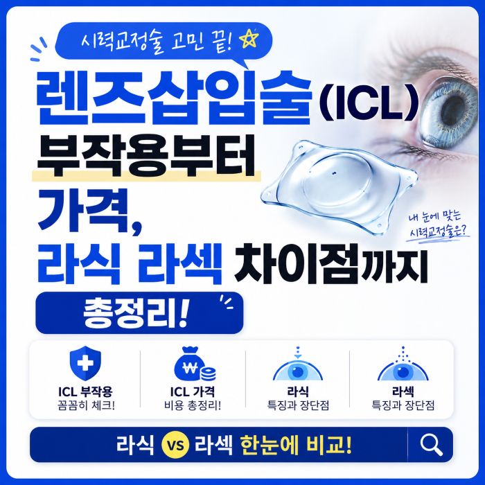 렌즈삽입술 부작용 및 비용, 라식 라섹과의 차이점, 전방렌즈 후방렌즈