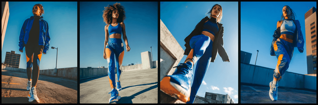 시리즈 장면 예시 1, 퍼포먼스 브랜드의 다이내믹한 루프탑 무드 연출_Midjourney