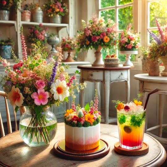 화사한 식용꽃을 활용 이미지