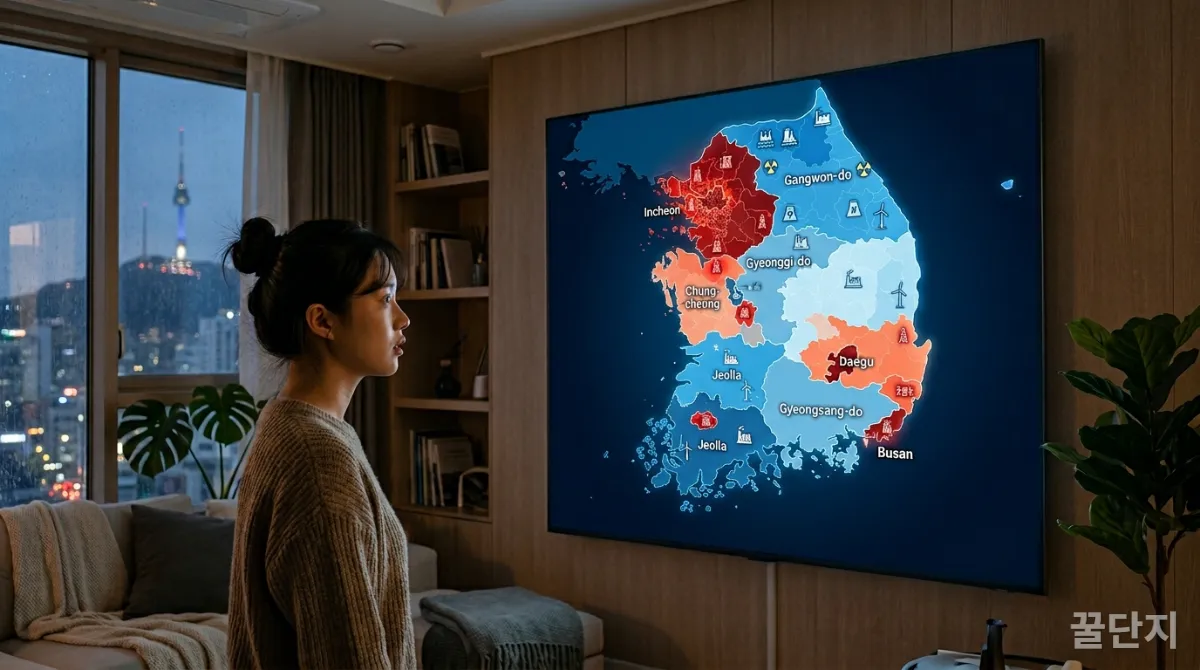 2026년 지역별 차등 전기요금제를 시각화한 대한민국 지도