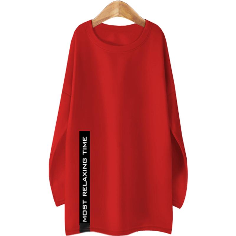 블론디 여성용 타임 기모 롱티 빨강 FREE