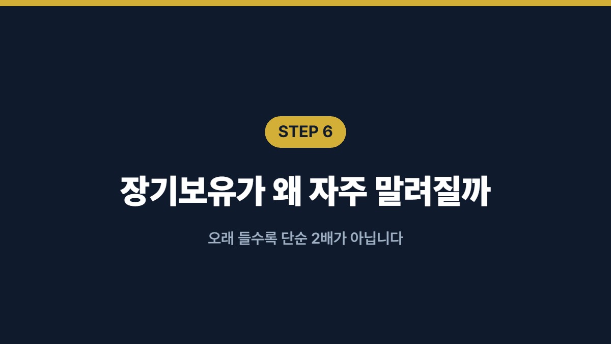 장기보유가 왜 자주 말려질까 — 오래 들수록 단순 2배가 아닙니다
