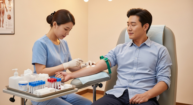 혈액검사 중인 남성