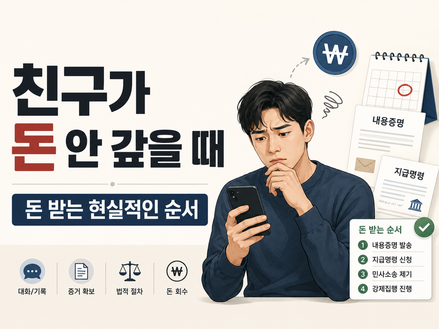 친구 돈 받는 방법과 차용증 없이 빌려준 돈 회수 절차를 정리한 법적 절차 썸네일