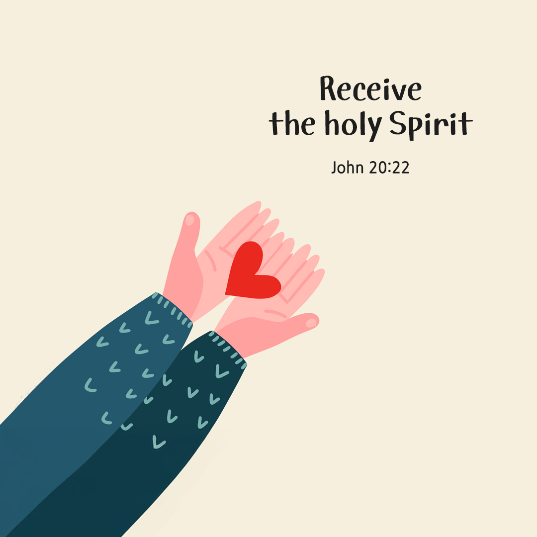Receive the holy Spirit. (John 20:22) by pieonane Daily Bible quote image
