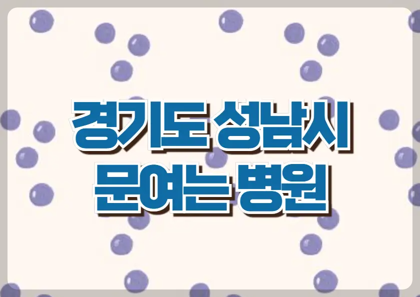 경기도 성남시 문여는 병원