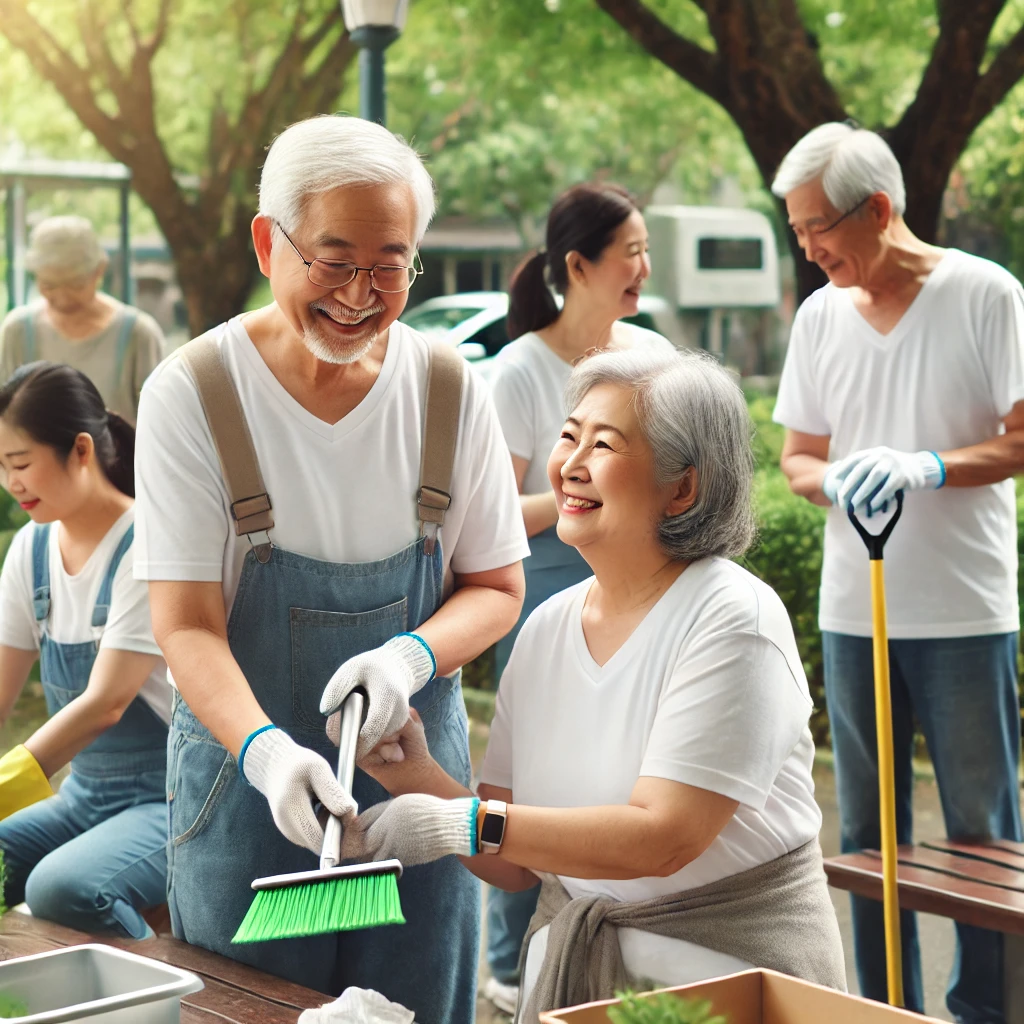 어르신들이 공익활동에 참여하는 장면