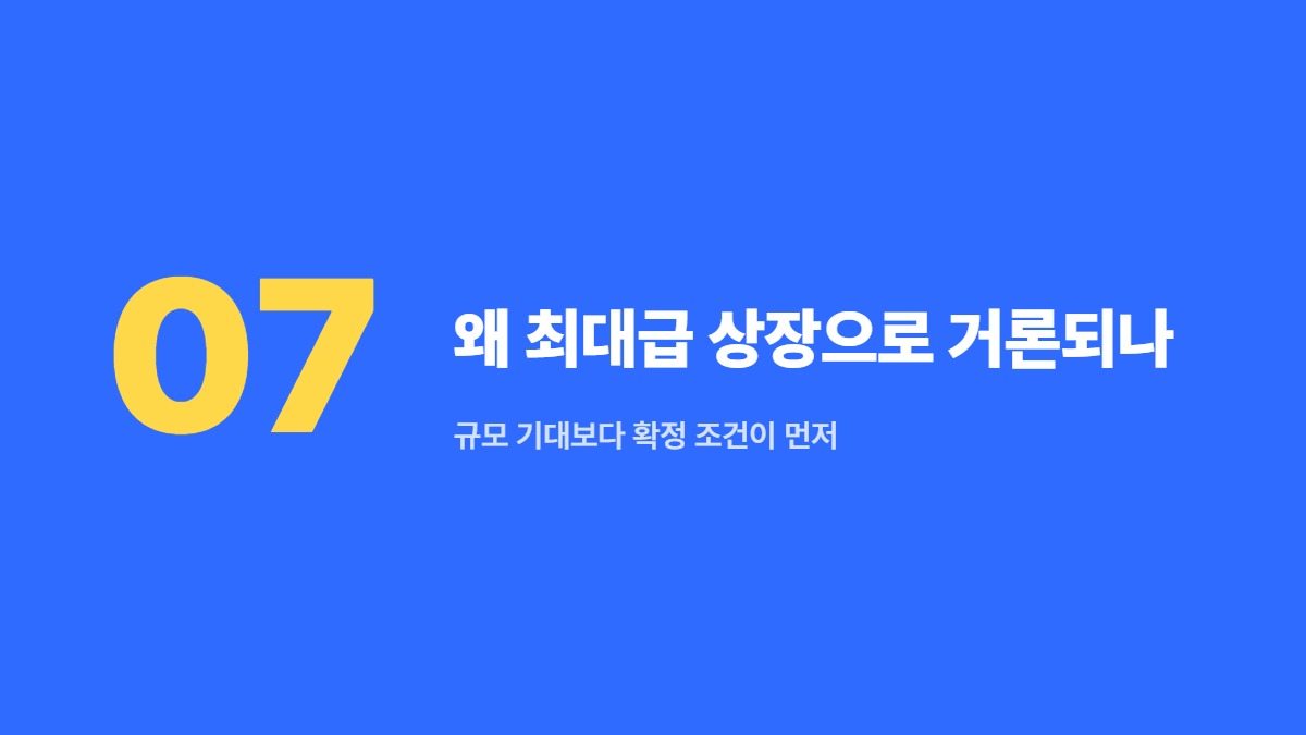 왜 최대급 상장으로 거론되나 &mdash; 규모 기대보다 확정 조건이 먼저