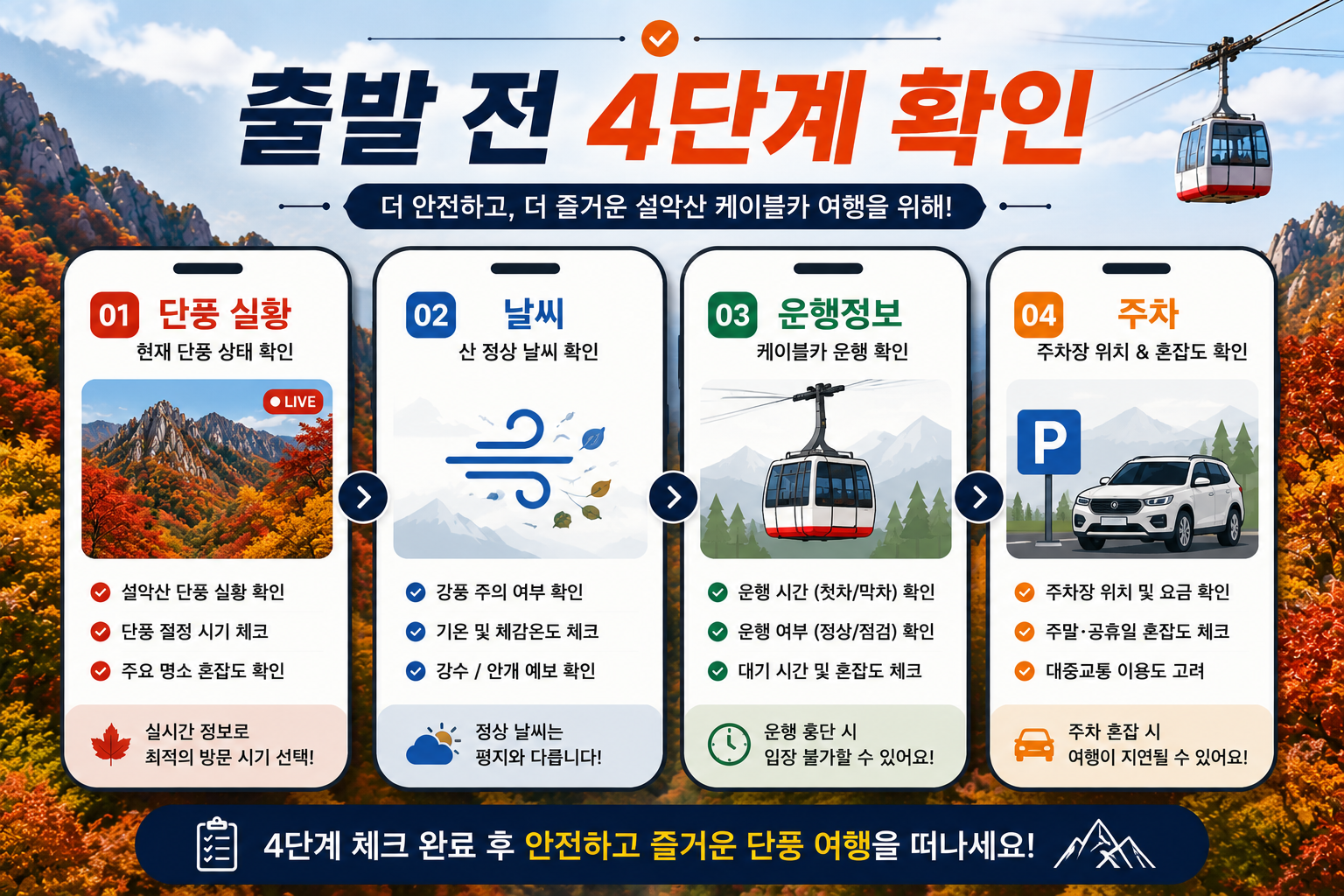 설악산 케이블카 단풍 날씨 운행정보 주차 확인 순서