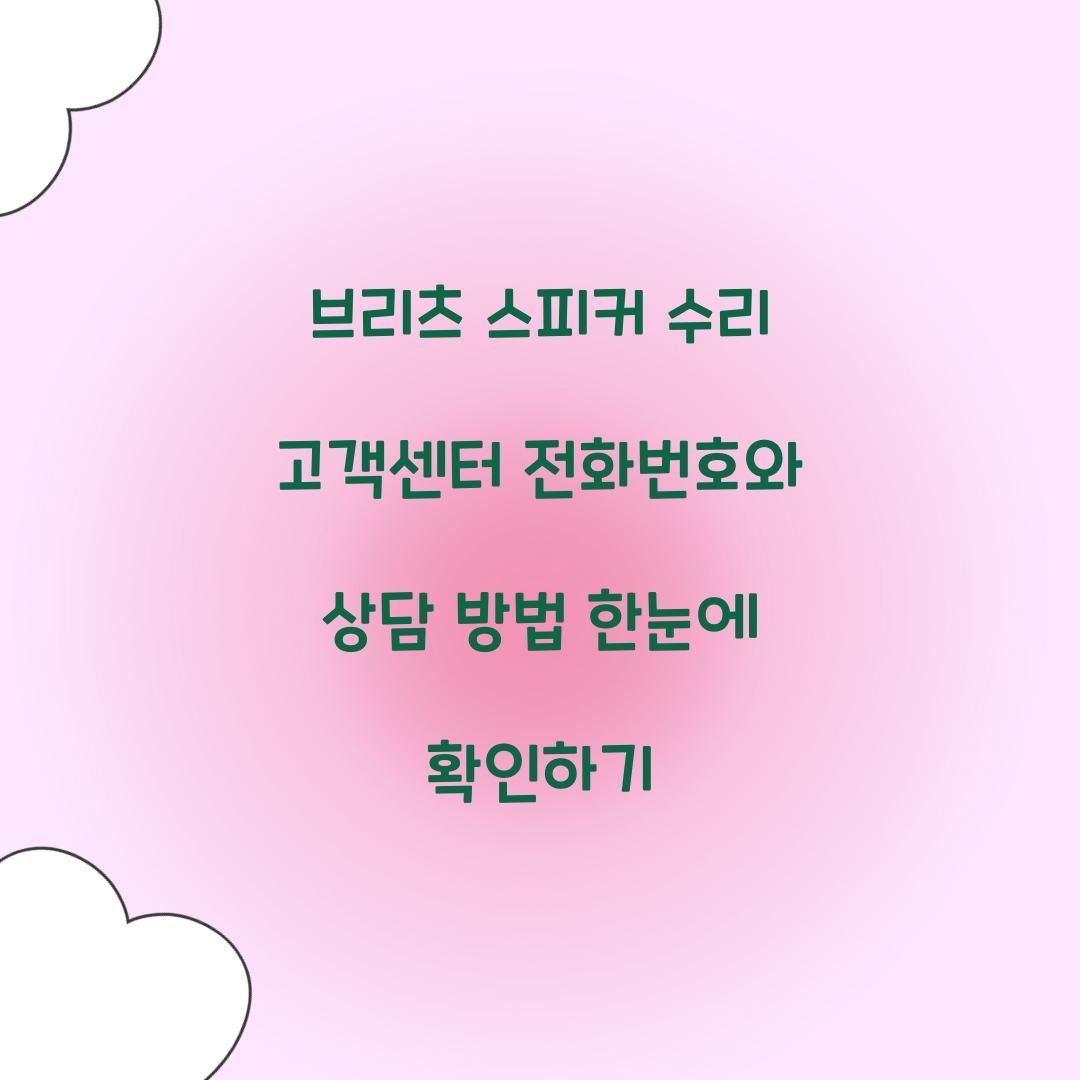 브리츠 스피커 수리 고객센터 전화번호