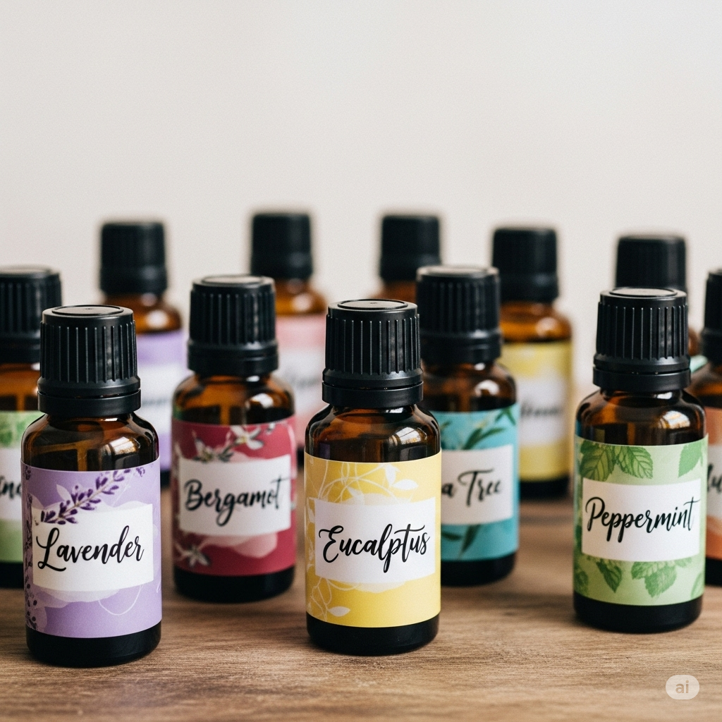 스트레스와 불안 완화에 효과적인 라벤더, 베르가못, 캐모마일 등 다양한 에센셜 오일 병