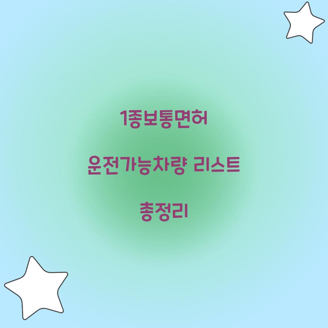 1종보통면허 운전가능차량 리스트