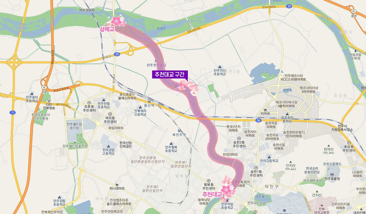 전주여행 가볼만한 곳 베스트10_ 05. 전주천 벚꽃길 &amp; 오목대 벚꽃길 (숨은명소&amp;#44; 추천시간대&amp;#44; 주차&amp;#44; 벚꽃축제)