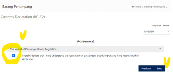 인도네시아 발리 세관신고서 작성법(출처-세관신고서 홈페이지)
