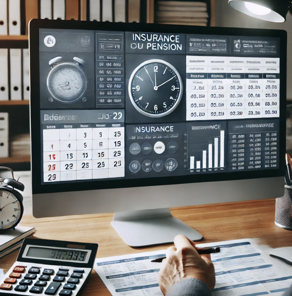 보험료 및 연금 관련 재무 보고서를 검토중