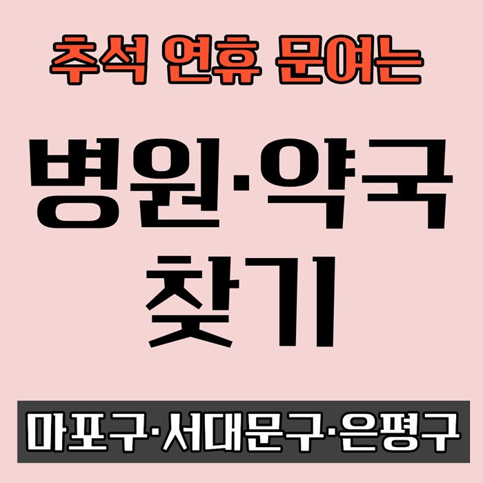 마포·서대문·은평 응급실 안내｜추석 연휴 문 여는 병원·약국