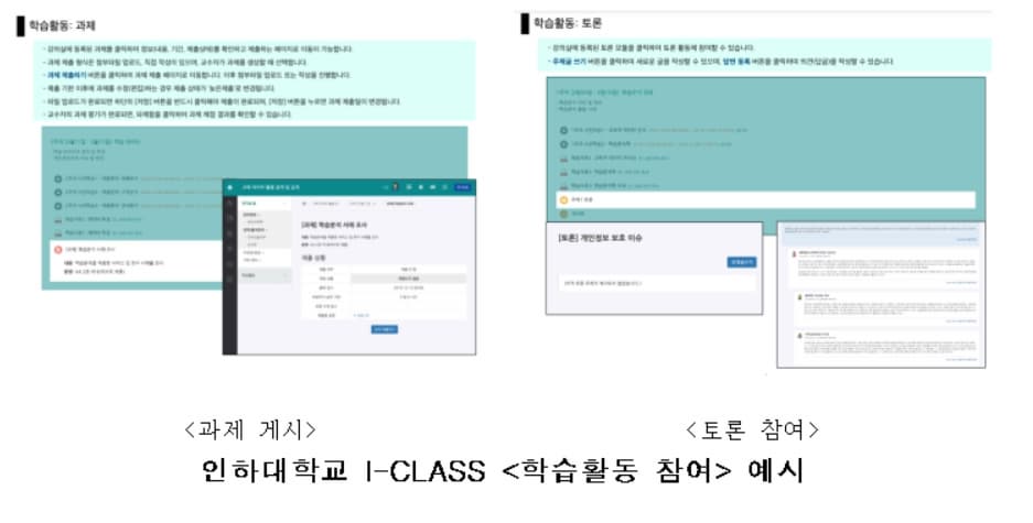 인하대학교 ICLASS 학습활동 참여 예시 사진