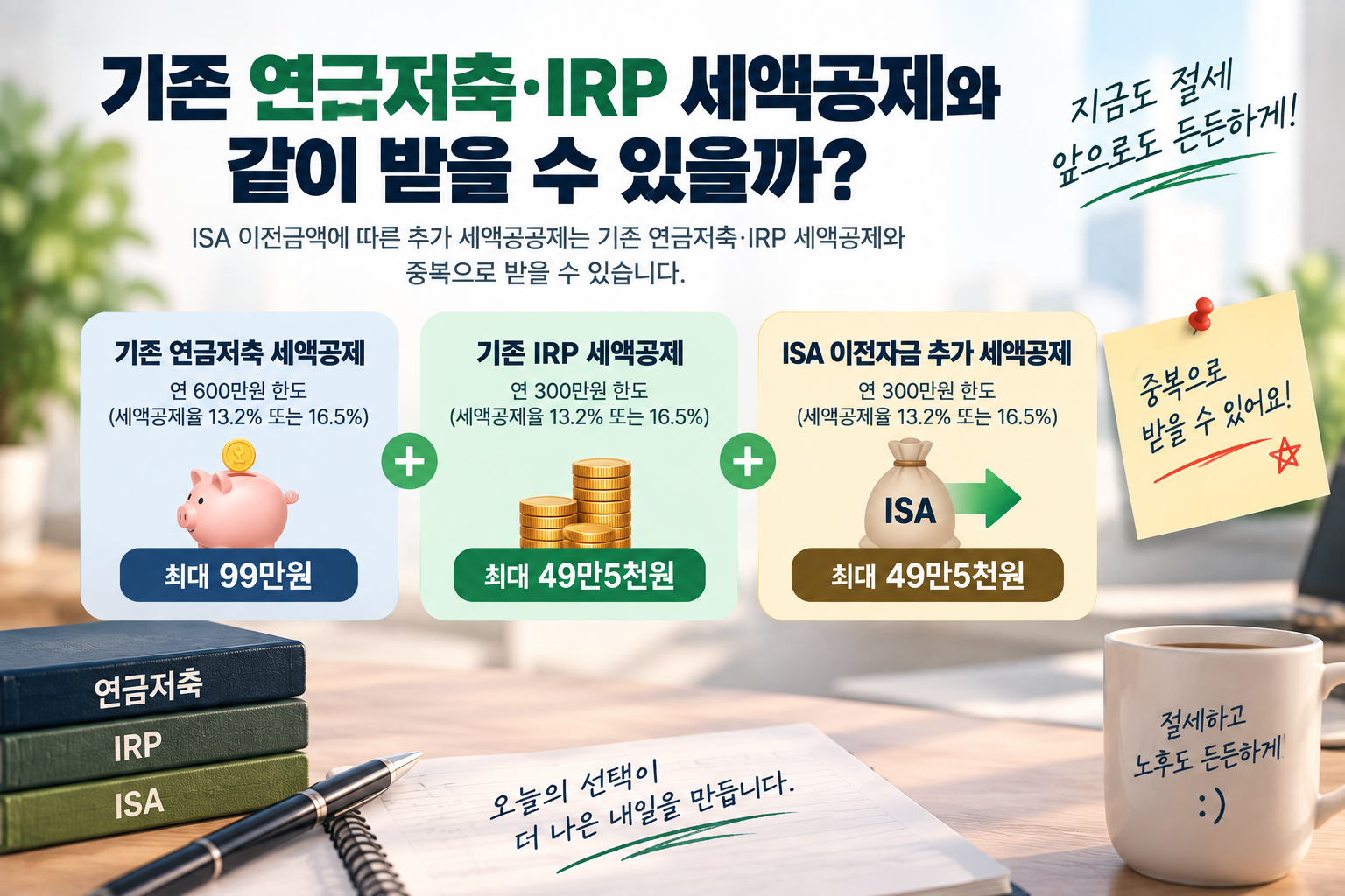 연금저축 IRP 세액공제와 ISA 이전 추가 세액공제 비교 이미지