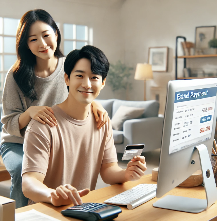 인터넷 결제로 간편하게 학부모 부담금을 납부하는 모습