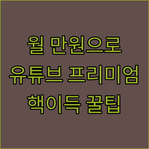 유튜브 프리미엄 핵이득 꿀팁 월 만원