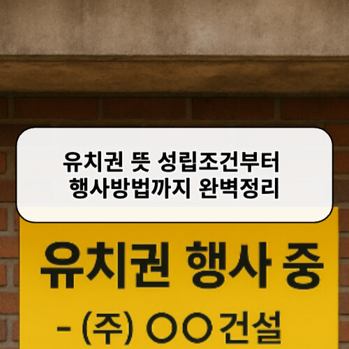 유치권 뜻 성립조건부터 행사방법까지 완벽정리