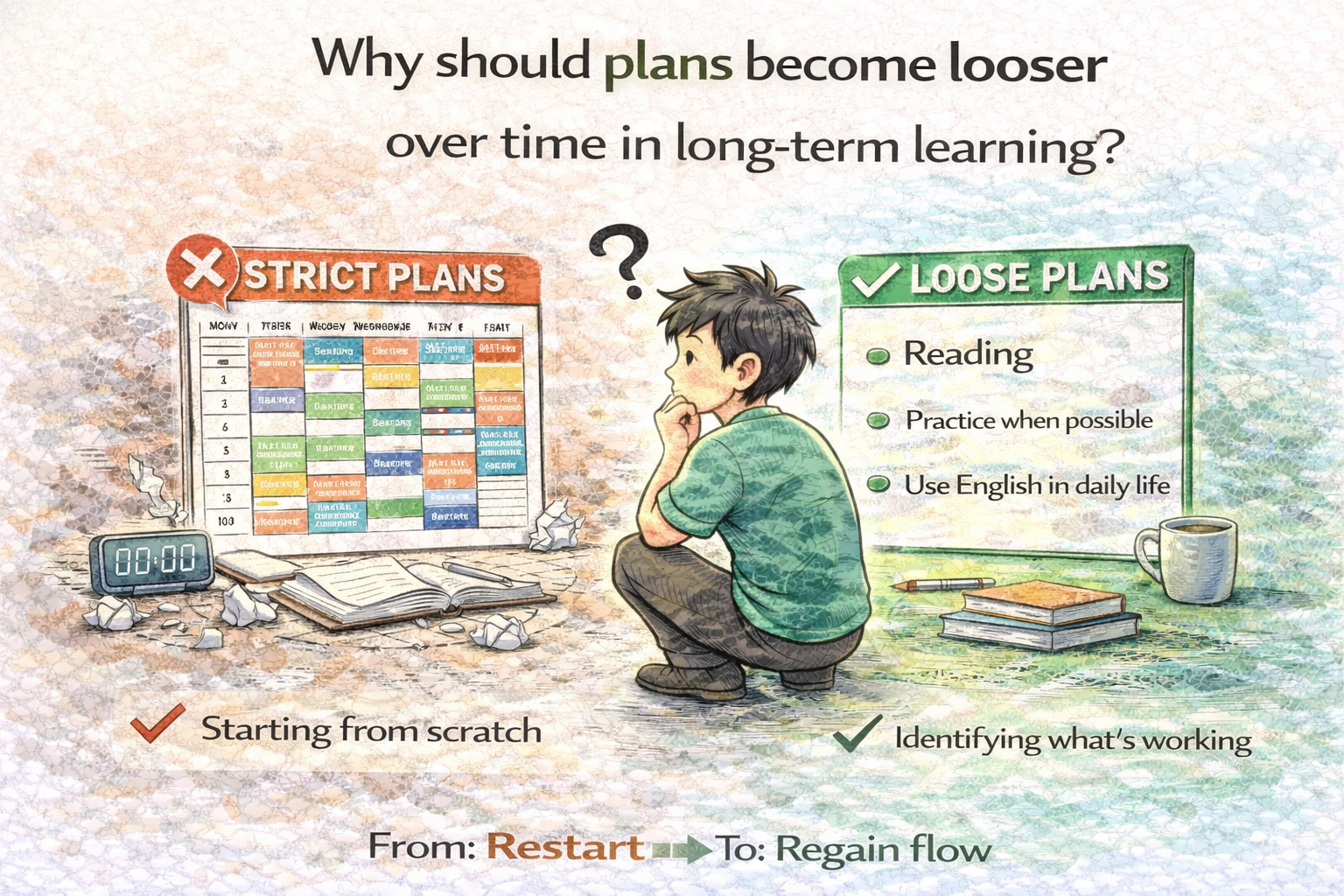 왜 장기 학습에서 계획은 점점 느슨해져야 하는가