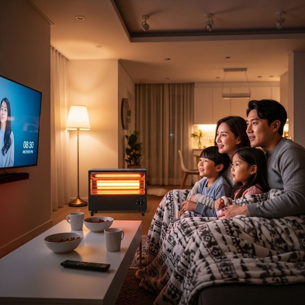 천안시 친환경 보일러 지원금, 거실에서 TV를 보고 있는 가족