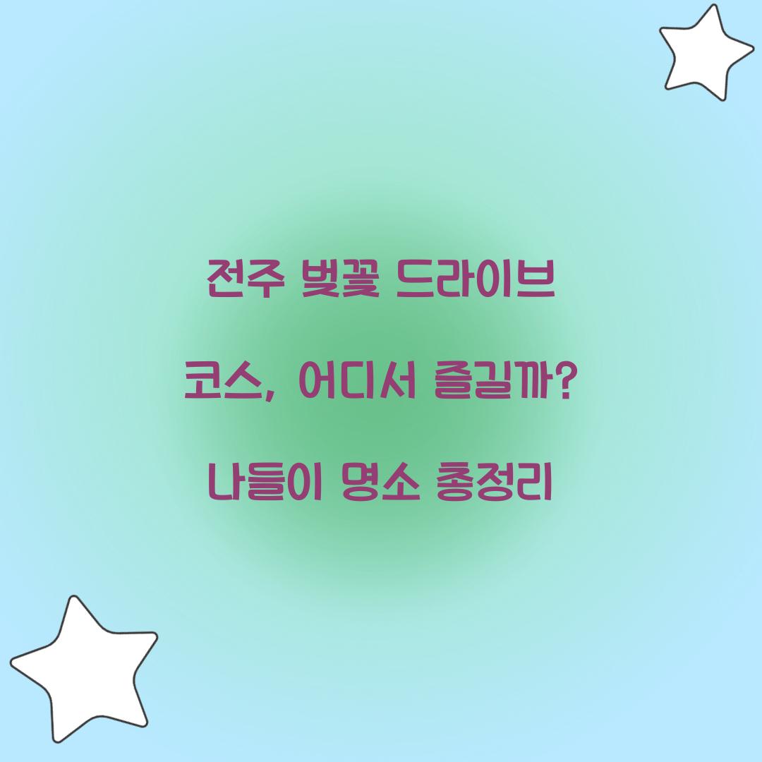 전주 벚꽃 드라이브 코스