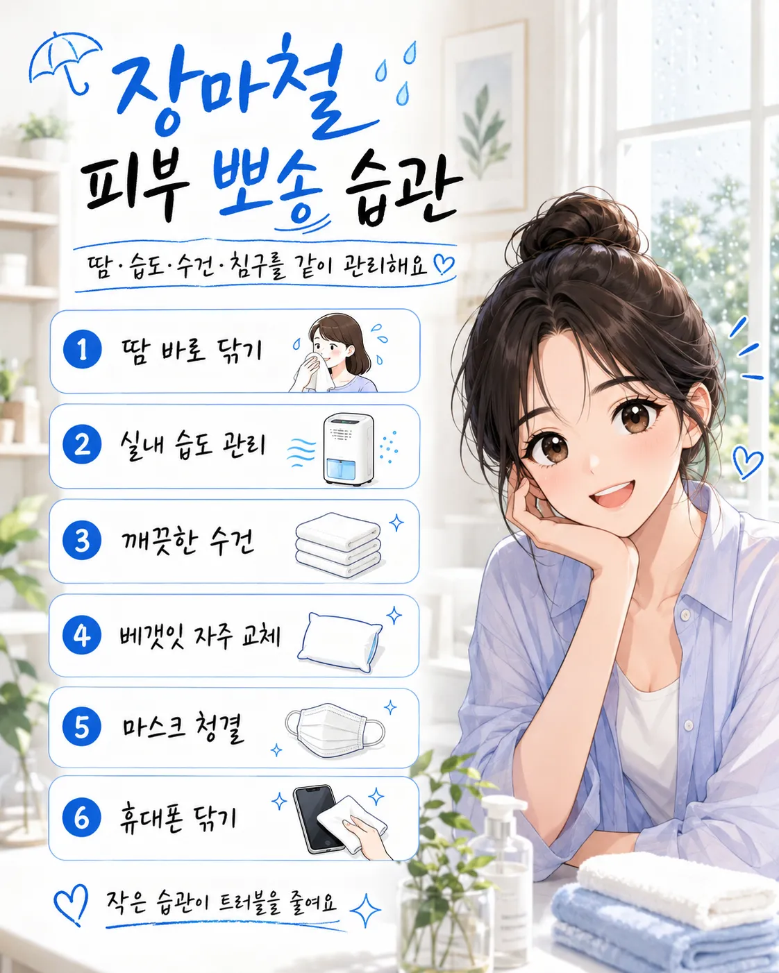 여름 장마철 피부 뽀송 생활습관