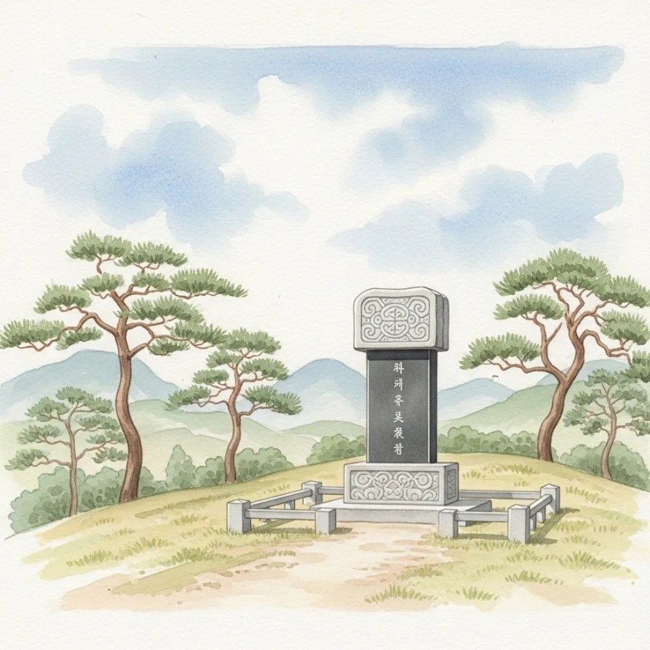 평화로운 장소에 세워진 충절의 기념비